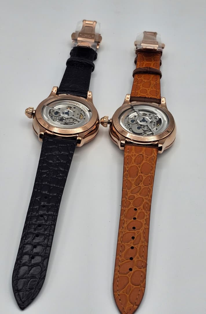 Montblanc Villeret Tourbillon — Caseback View, Black & Brown Strap