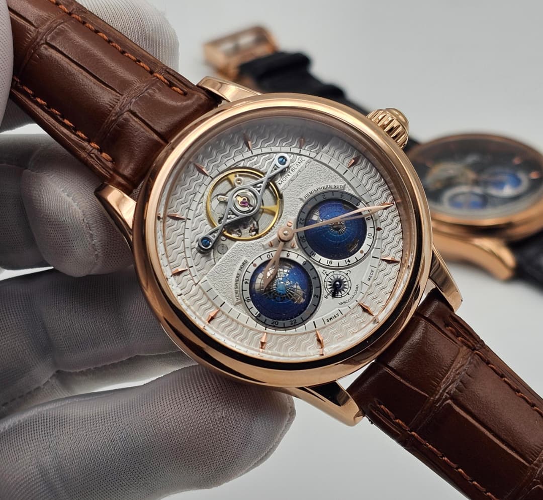 Montblanc Villeret Tourbillon White Dial — Brown Leather