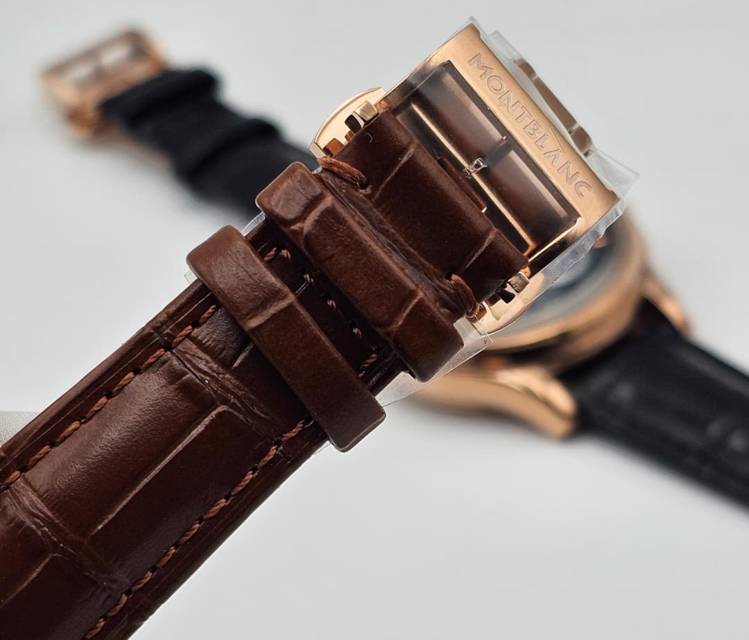 Montblanc Villeret Tourbillon White Dial — Rose Gold & Brown Leather