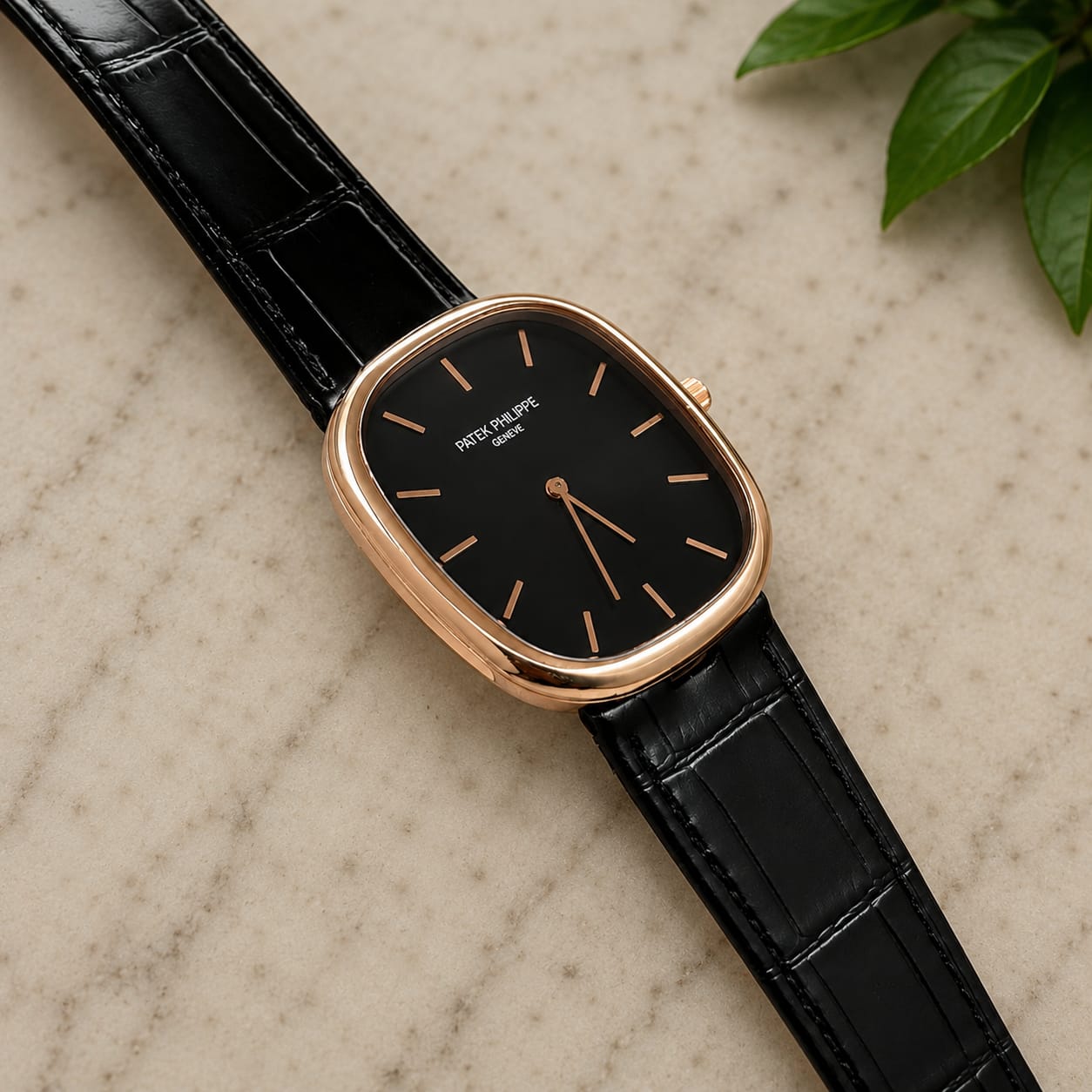 Patek Philippe Golden Ellipse Rose Gold Black Dial
