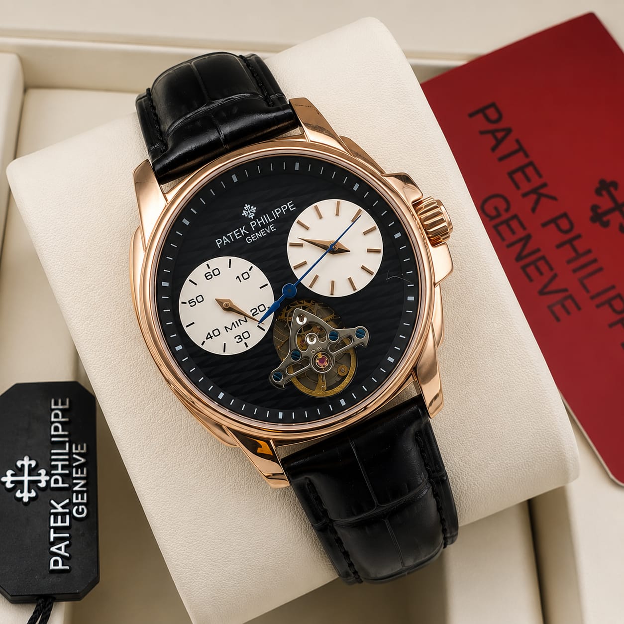 Patek Philippe Grand Complication Tourbillon — Black Dial, Rose Gold Case, Black Croc Leather