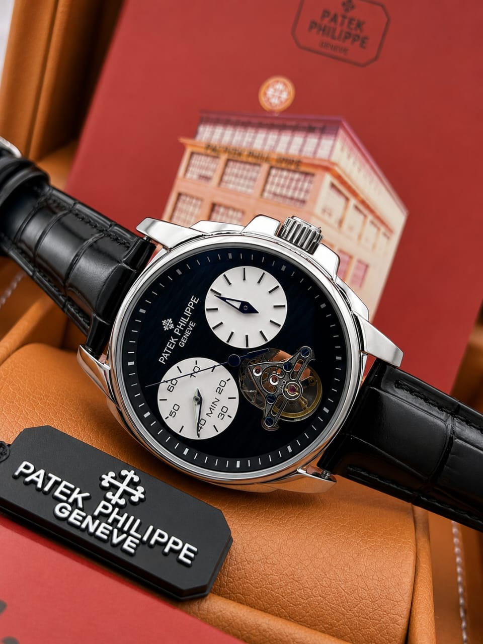 Patek Philippe Grand Complication Tourbillon — Black Dial, Steel Case, Black Croc Leather