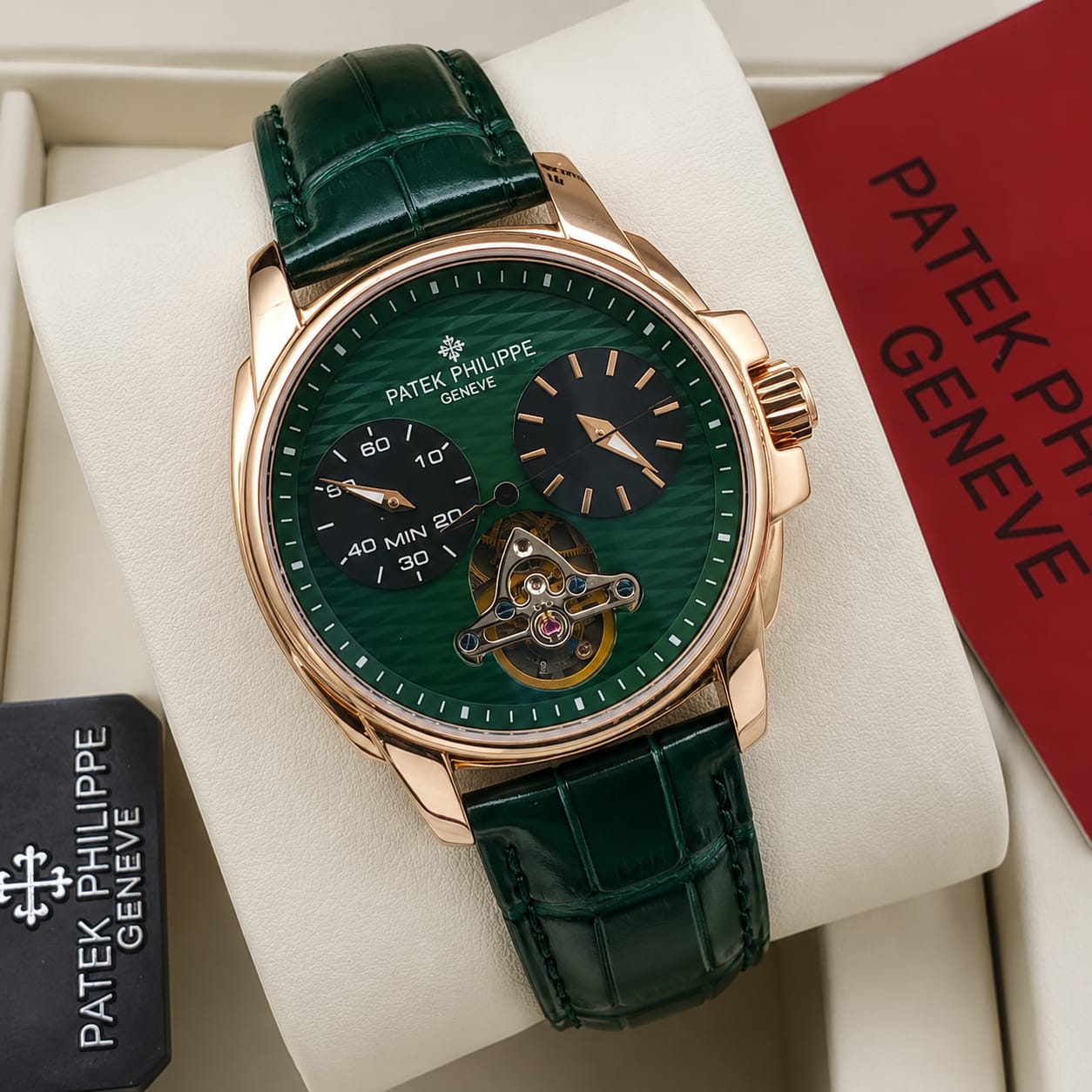 Patek Philippe Grand Complication Tourbillon — Emerald Green Dial, Rose Gold Case, Green Croc Leather