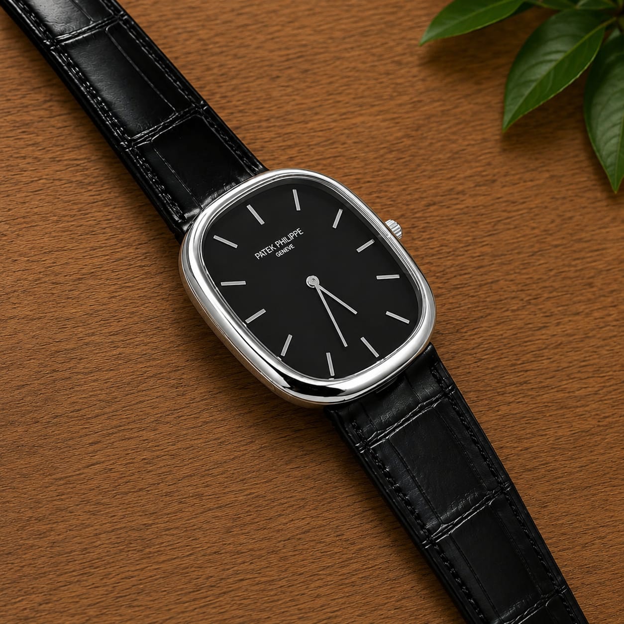 Patek Philippe Golden Ellipse Silver Black Dial