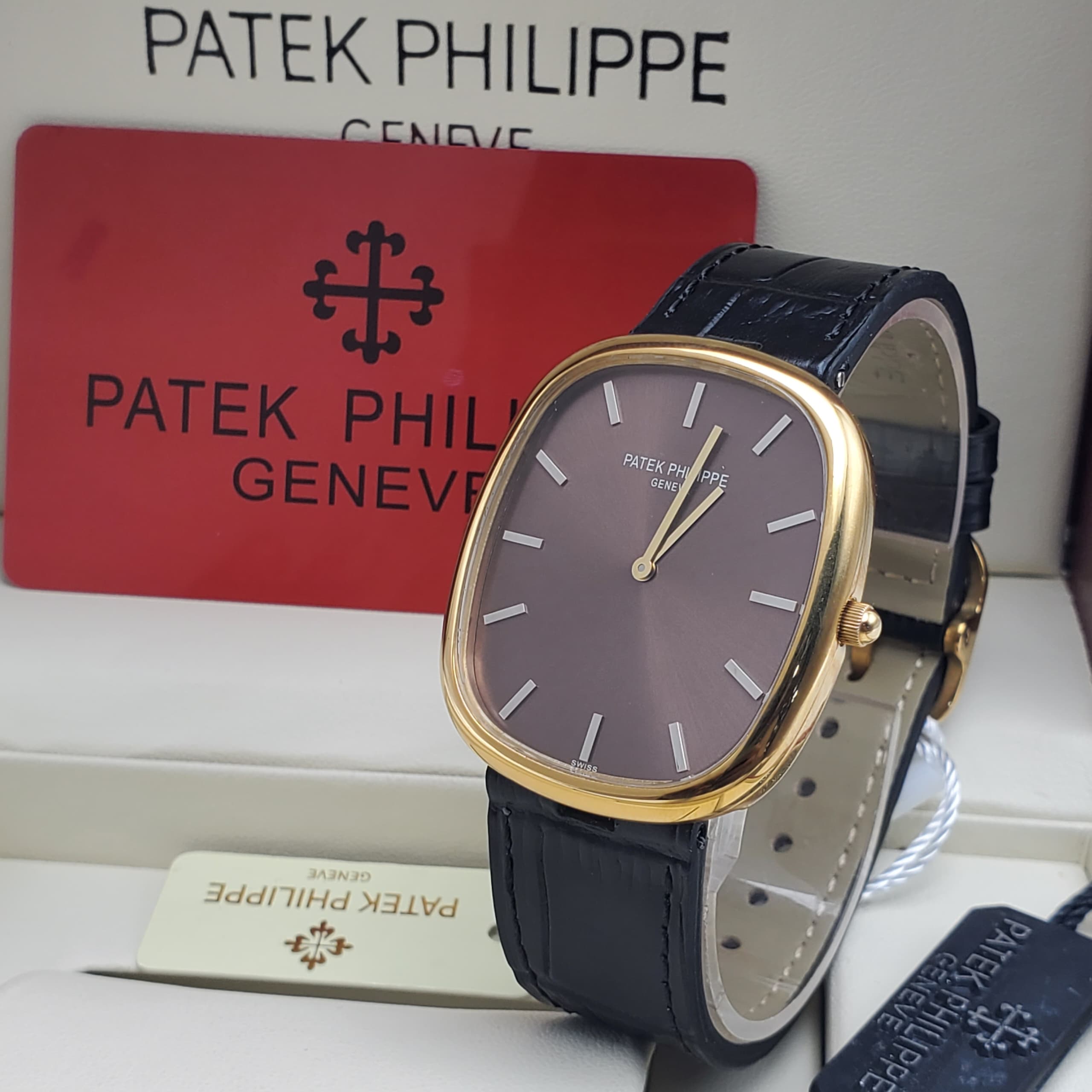 Patek Philippe Golden Ellipse Rose Gold - Black Leather