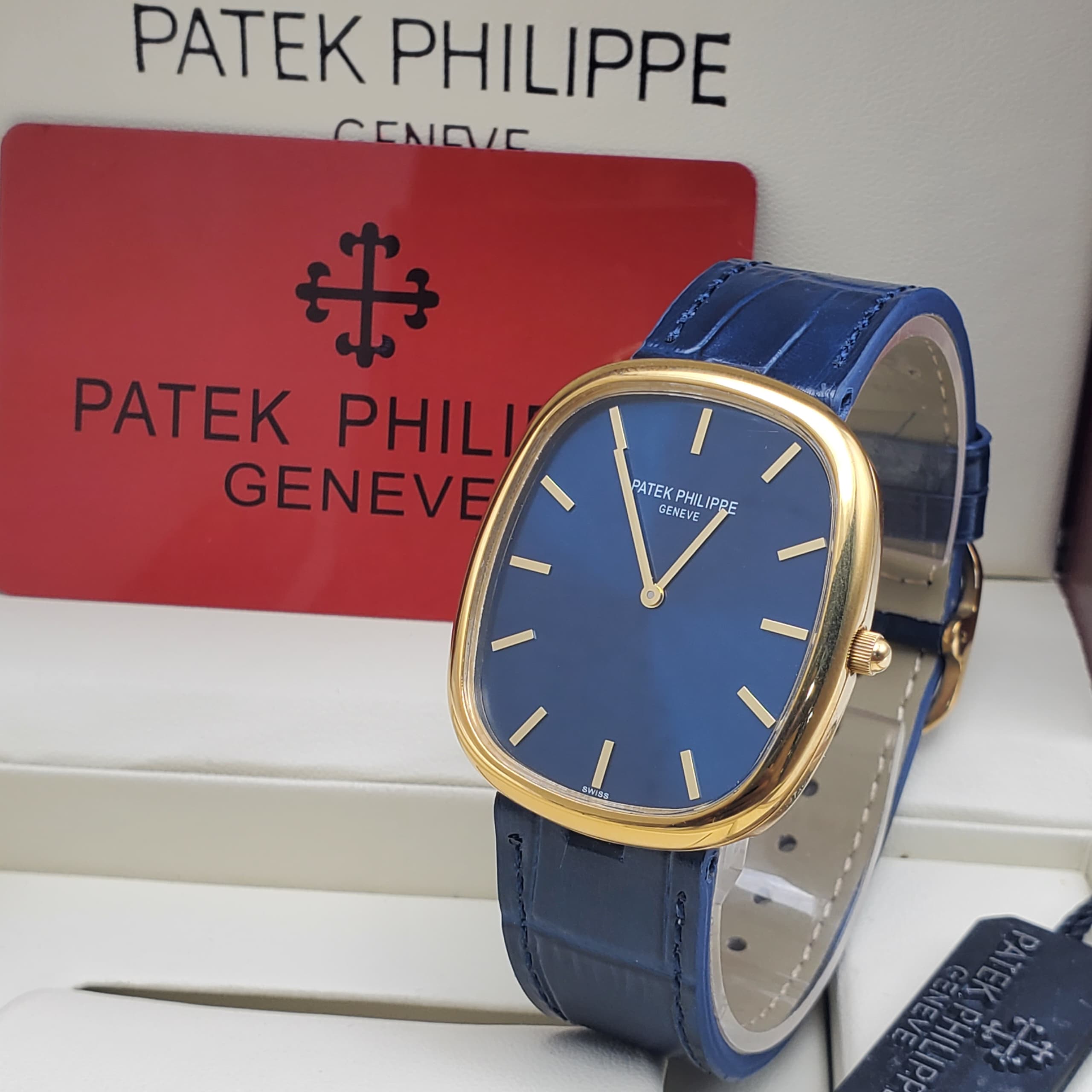 Patek Philippe Golden Ellipse Gold Blue Leather