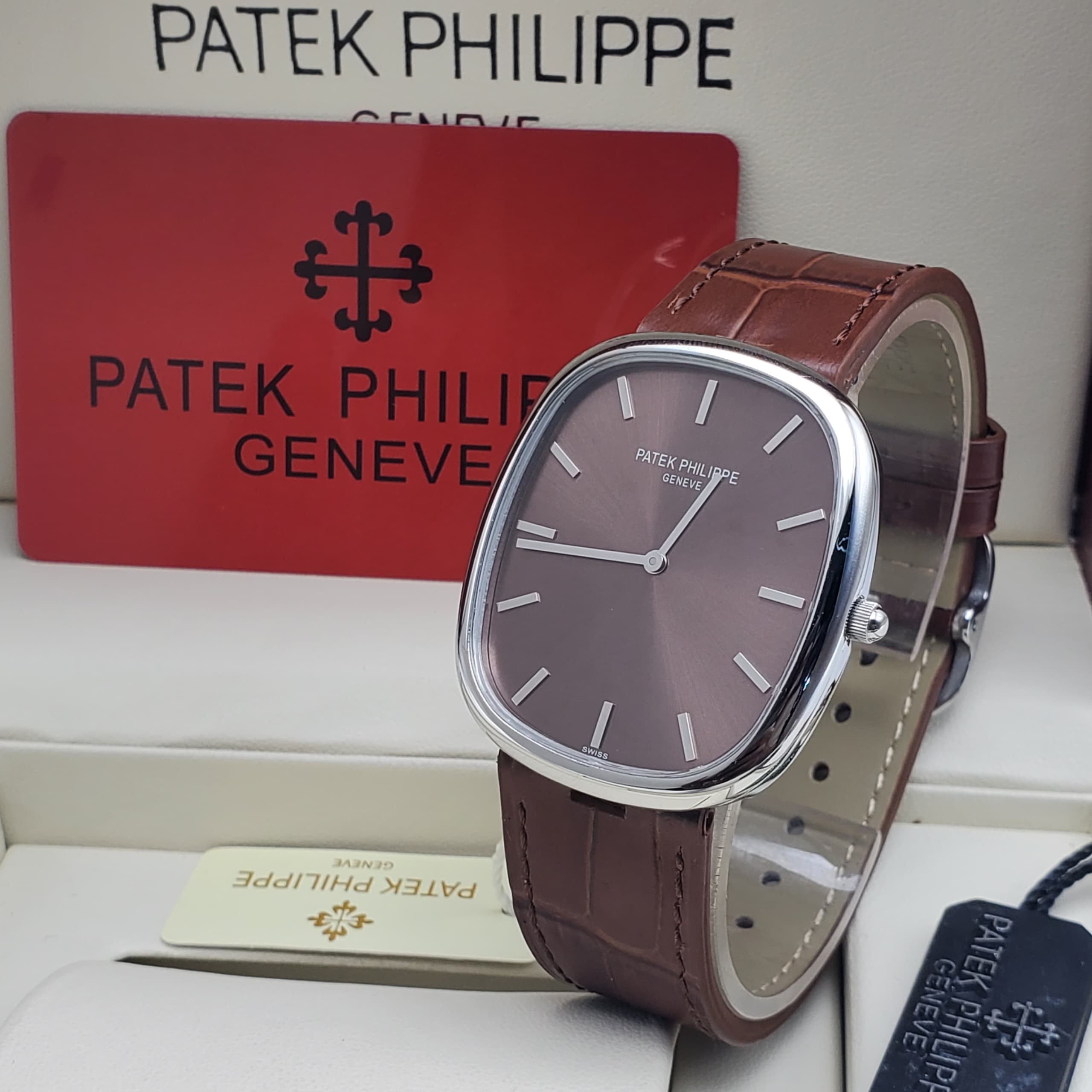 Patek Philippe Havana Sliver Brwown Leather - Brown Dial